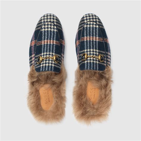 gucci tartan slippers|Gucci princetown slippers.